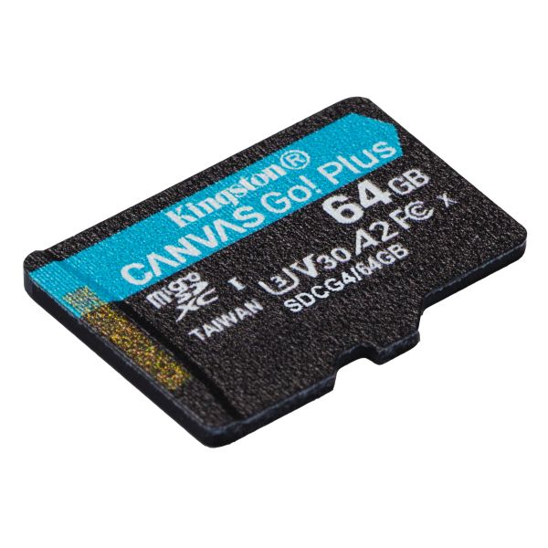 Kingston Technology 64GB microSDXC Canvas Go! Plus Gen4 200R A2 U3 enkel pakket zonder adapter (SDCG4/64GBSP)