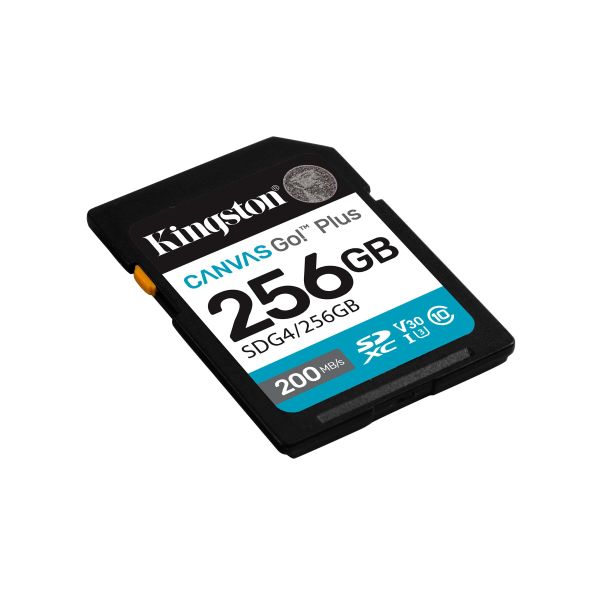 Kingston Technology 256GB SDXC Canvas Go Plus Gen4 200MB/s C10 UHS-I U3 V30 (SDG4/256GB)