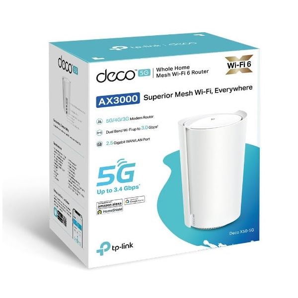 TP-Link Deco X50-5G Dual-band (2.4 GHz / 5 GHz) Wi-Fi 6 (802.11ax) Wit 3 Intern (DECO X50-5G(1-PACK)(EU))