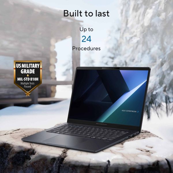 ASUS ExpertBook B3 B3405CCA-LY0758X Intel Core Ultra 5 225H Laptop 35,6 cm (14") WUXGA 16 GB DDR5-SDRAM 512 GB SSD Wi-Fi 6E (802.11ax) Windows 11 Pro US International Zwart, Grijs (90NX08L1-M00V00)
