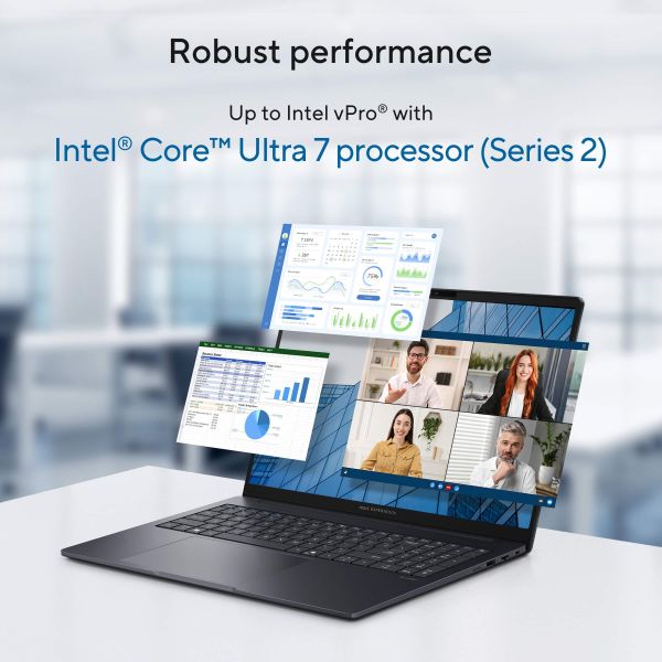 ASUS ExpertBook B3 B3605CCA-MB0370X Intel Core Ultra 5 225H Laptop 40,6 cm (16") WUXGA 16 GB DDR5-SDRAM 512 GB SSD Wi-Fi 6E (802.11ax) Windows 11 Pro US International Zwart, Grijs (90NX08N1-M00DE0)
