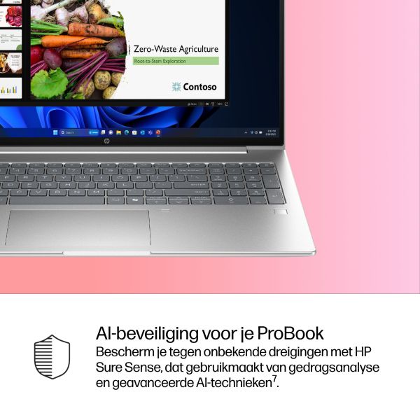 HP ProBook 4 G1i AI PC Intel Core Ultra 7 255U Laptop 40,6 cm (16") WUXGA 16 GB DDR5-SDRAM 512 GB SSD Wi-Fi 7 (802.11be) Windows 11 Pro Zilver