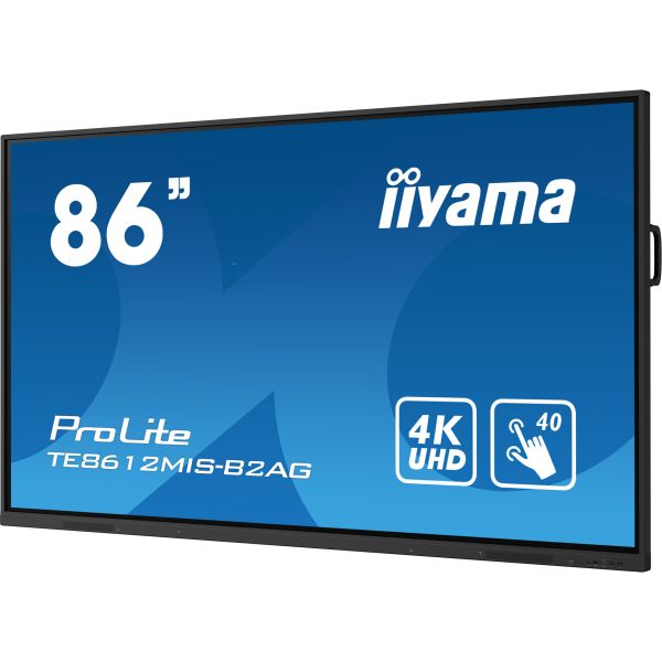 iiyama TE8612MIS-B2AG beeldkrant Digitaal A-kaart 2,18 m (86") LED Wifi 400 cd/m² 4K Ultra HD Zwart Touchscreen Type processor Android 24/7 (TE8612MIS-B2AG)