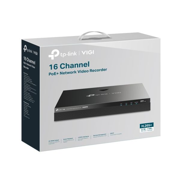 TP-Link VIGI VIGINVR2016H-16MP4TB Netwerk Video Recorder (NVR) Zwart (NVR2016H-16MP-4TB)