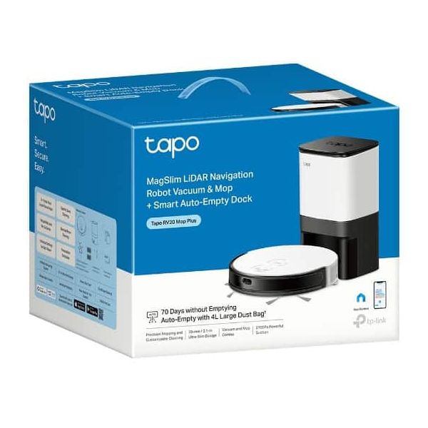 TP-Link Tapo RV20 Mop Plus 4 l Stofzak Zwart, Wit (TAPO RV20 MOP PLUS)