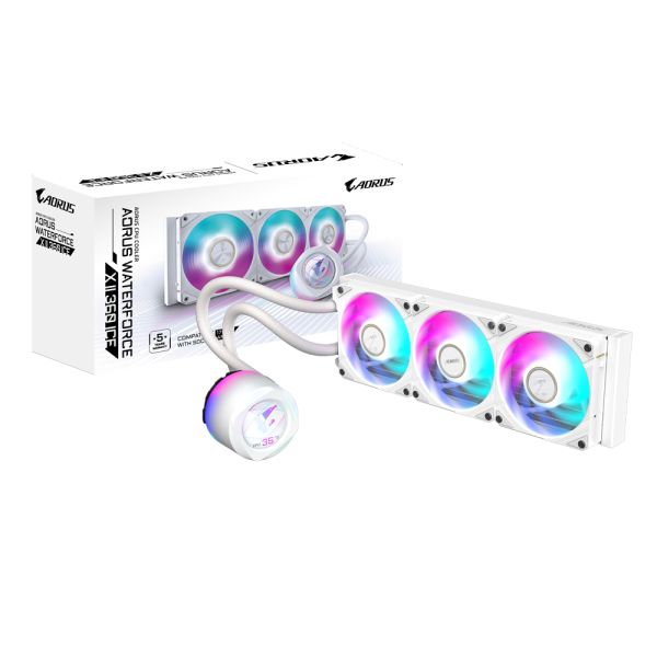 GIGABYTE AORUS WATERFORCE X II 360 ICE Processor Alles-in-één vloeistofkoeler 12 cm Wit (GP-AORUTRFRCX360I) GIGABYTE AORUS WATERFORCE X II 360 ICE Processor Alles-in-één vloeistofkoeler 12 cm Wit (GP-AORUTRFRCX360I)