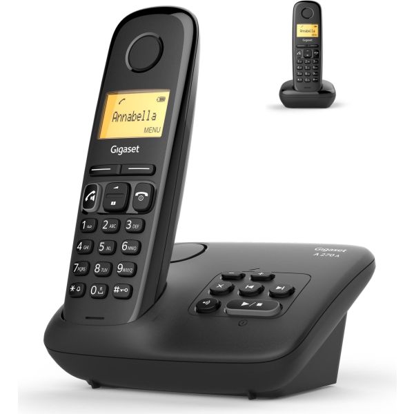 Gigaset A270A Duo - Schnurlostelefon - Anrufbeantworter mit Rufnummernanzeige - DECTGAP - Schwarz + zusätzliches Handset (L36852 (L36852-H2832-B101)