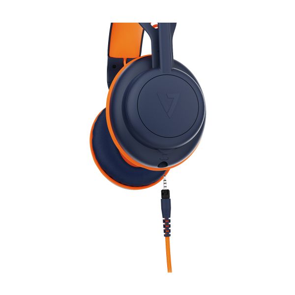 V7 HU590E hoofdtelefoon/headset Bedraad Hoofdband Onderwijs USB Type-C / USB Type-A Blauw, Oranje (HU590E)