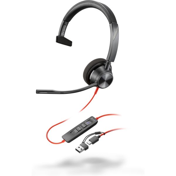 POLY Blackwire 3310 Microsoft Teams Certified Headset +USB-C/A-adapter TAA (760Q7AA)