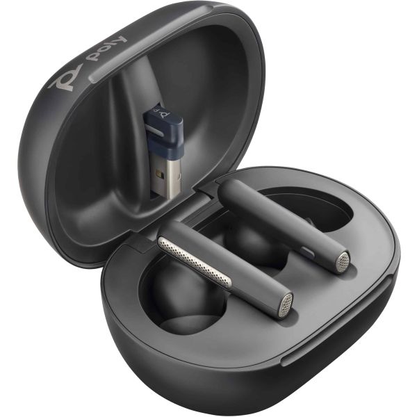 POLY Voyager Free 60+ UC Carbon Black Earbuds + BT700 USB-A-adapter + oplaadcase met touchscreen (7Y8G3AA)