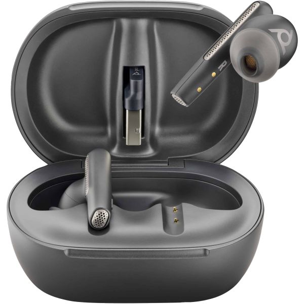 POLY Voyager Free 60+ UC Carbon Black Earbuds + BT700 USB-A-adapter + oplaadcase met touchscreen (7Y8G3AA)
