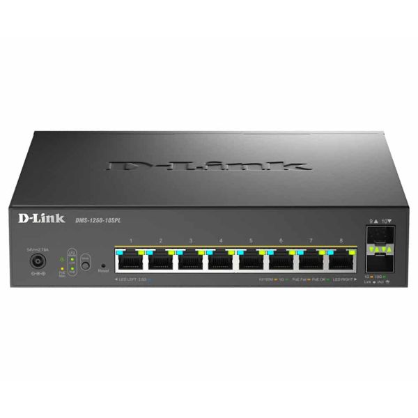 D-Link DMS-1250-10SPL Managed 2.5G Ethernet (100/1000/2500) Power over Ethernet (PoE) Zwart (DMS-1250-10SPL/E)