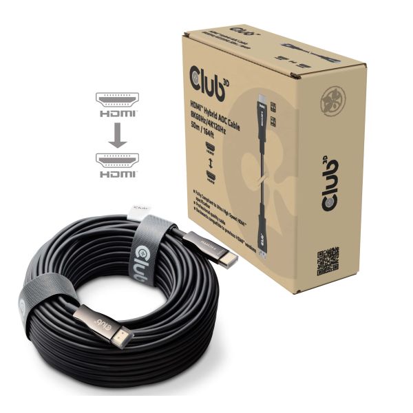 CLUB3D HDMI™ Hybrid AOC Cable 8K60Hz/4K120Hz 50m / 164.04ft (CAC-1393) CLUB3D HDMI™ Hybrid AOC Cable 8K60Hz/4K120Hz 50m / 164.04ft (CAC-1393)