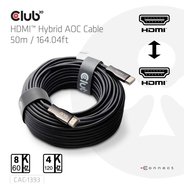 CLUB3D HDMI™ Hybrid AOC Cable 8K60Hz/4K120Hz 50m / 164.04ft (CAC-1393)