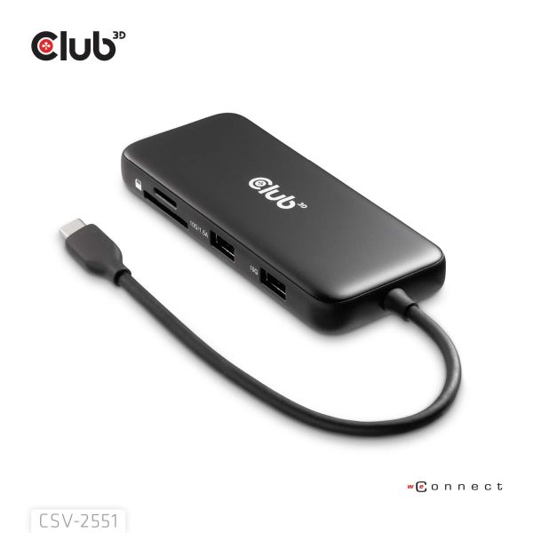CLUB3D 8-1 Portable Dock USB Type-C® 10Gbps to HDMI™ and DisplayPort™ 8K30Hz PD Max.100Watt (CSV-2551)