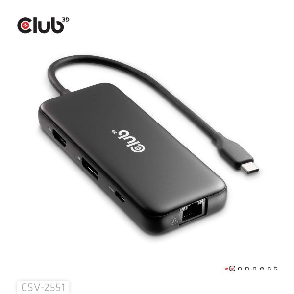 CLUB3D 8-1 Portable Dock USB Type-C® 10Gbps to HDMI™ and DisplayPort™ 8K30Hz PD Max.100Watt (CSV-2551)