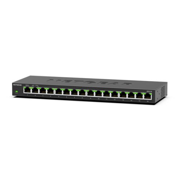 NETGEAR GS316 Unmanaged L2 Gigabit Ethernet (10/100/1000) Zwart (GS316-300EUS)