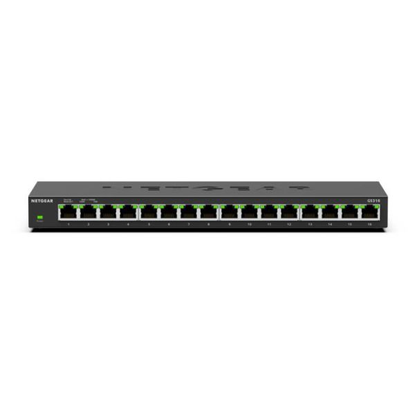 NETGEAR GS316 Unmanaged L2 Gigabit Ethernet (10/100/1000) Zwart (GS316-300EUS)