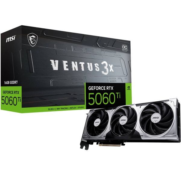 MSI VENTUS GeForce RTX 5060 TI 16G 3X OC NVIDIA 16 GB GDDR7 (V812-072R) MSI VENTUS GeForce RTX 5060 TI 16G 3X OC NVIDIA 16 GB GDDR7 (V812-072R)