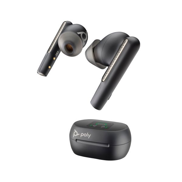 POLY Voyager Free 60+ UC Carbon Black Earbuds + BT700 USB-C-adapter + oplaadcase met touchscreen (7Y8H2AA)