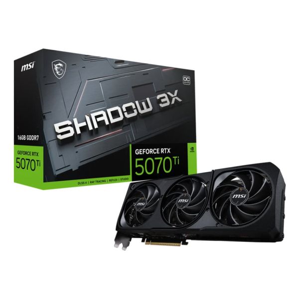 MSI GeForce RTX5070 Ti 16G SHADOW 3X OC NVIDIA GeForce RTX 5070 Ti 12 GB GDDR7 (5070TI16GSHADOW3X)