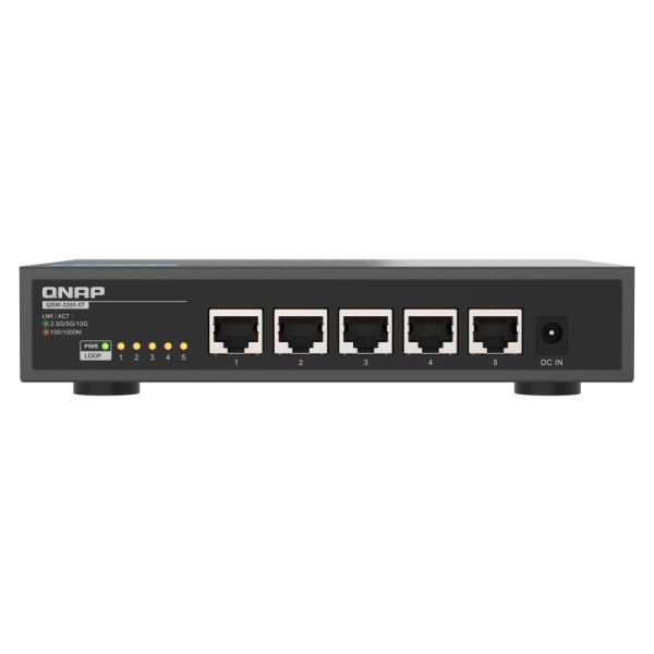 QNAP QSW-3205-5T netwerk-switch Unmanaged 10G Ethernet (100/1000/10000) Desktop Zwart (QSW-3205-5TYSW-FLEX-XG)