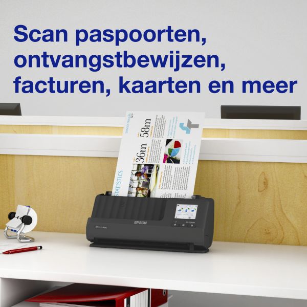 Epson ES-C320W compacte A4-documentscanner met Wi-Fi-connectiviteit en U-traject (B11B27401)