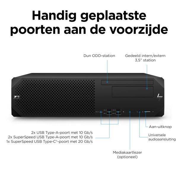HP Z2 G9 Intel® Core™ i7 i7-13700 16 GB DDR5-SDRAM 512 GB SSD Windows 11 Pro SFF Workstation Zwart