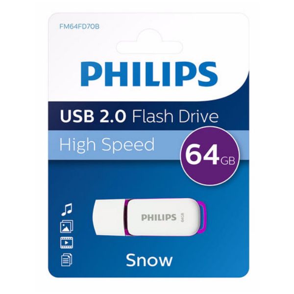 Philips FM64FD70B USB flash drive 64 GB USB Type-A 2.0 Paars, Wit (FM64FD70B/00) Philips FM64FD70B USB flash drive 64 GB USB Type-A 2.0 Paars, Wit (FM64FD70B/00)