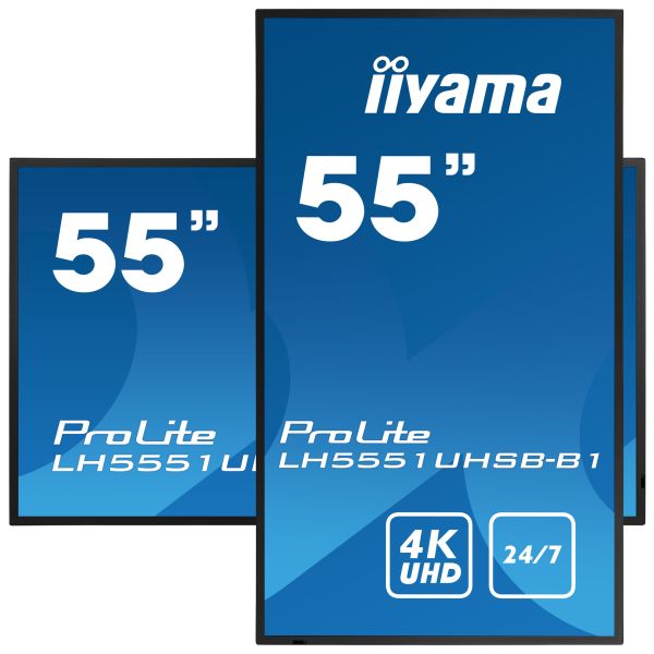 iiyama LH5551UHSB-B1 beeldkrant Interactief flatscreen 137,2 cm (54") IPS 800 cd/m² 4K Ultra HD Zwart 24/7 (LH5551UHSB-B1)
