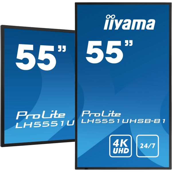 iiyama LH5551UHSB-B1 beeldkrant Interactief flatscreen 137,2 cm (54") IPS 800 cd/m² 4K Ultra HD Zwart 24/7 (LH5551UHSB-B1)