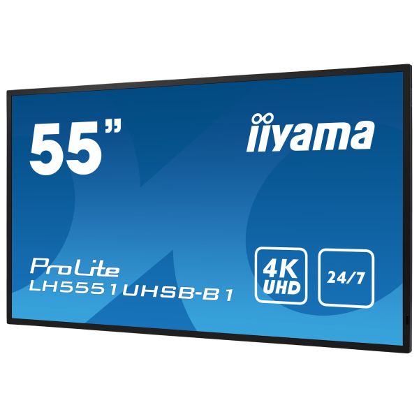 iiyama LH5551UHSB-B1 beeldkrant Interactief flatscreen 137,2 cm (54") IPS 800 cd/m² 4K Ultra HD Zwart 24/7 (LH5551UHSB-B1)