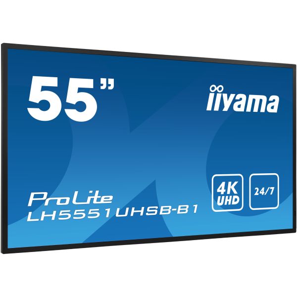 iiyama LH5551UHSB-B1 beeldkrant Interactief flatscreen 137,2 cm (54") IPS 800 cd/m² 4K Ultra HD Zwart 24/7 (LH5551UHSB-B1)