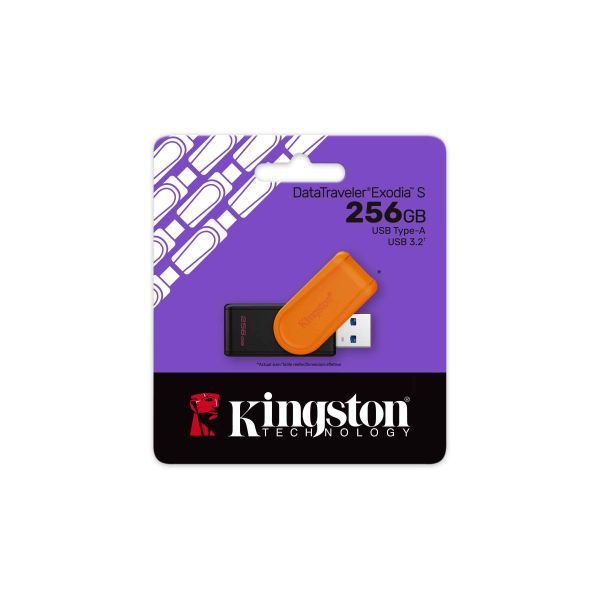 Kingston Technology DataTraveler 256GB Portable USB 3.2 Gen 1 Exodia S (Black/Orange) (DTXS/256GB)