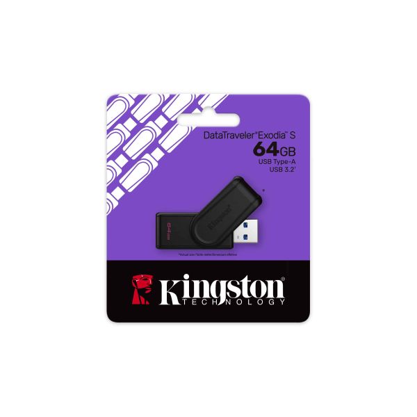 Kingston Technology DataTraveler 64GB Portable USB 3.2 Gen 1 Exodia S (Black/Black) (DTXS/64GB)
