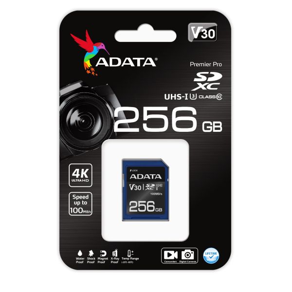 ADATA ASDX256GUI3V30S-R flashgeheugen 256 GB SDXC UHS-I Klasse 10 (ASDX256GUI3V30S-R)