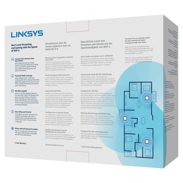Linksys Atlas Pro 6 Dual-band (2.4 GHz / 5 GHz) Wi-Fi 6 (802.11ax) Wit 3 Intern (MX5501-KE)