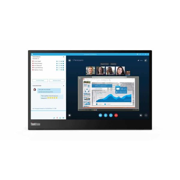 Lenovo ThinkVision M14 35,6 cm (14") 1920 x 1080 Pixels Full HD LED Zwart (61DDUAT6EU)