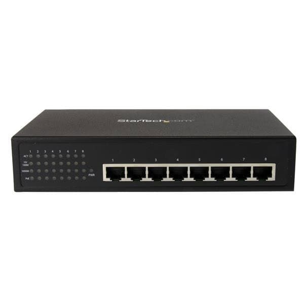 StarTech.com 8-poorts onbeheerde industriële gigabit Power over Ethernet switch 802.3af/at PoE+ switch op de wand monteerbaar (IES81000POE)