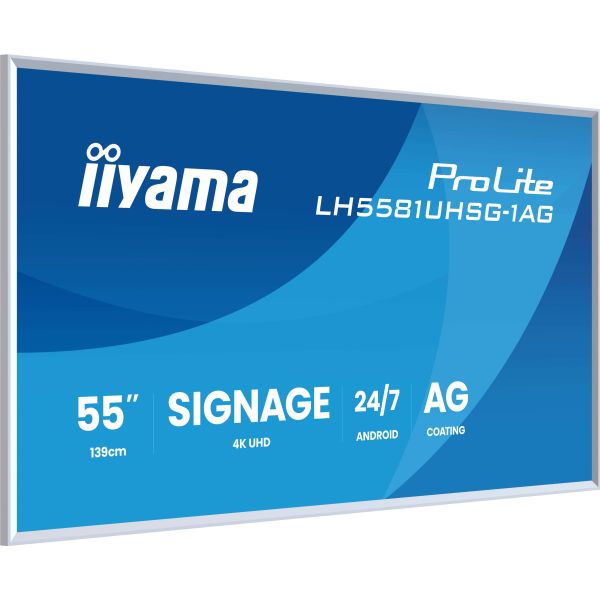 iiyama LH5581UHSG-1AG beeldkrant Interactief flatscreen 138,7 cm (54.6") Wifi 500 cd/m² 4K Ultra HD Wit Type processor Android 10 24/7 (LH5581UHSG-1AG)