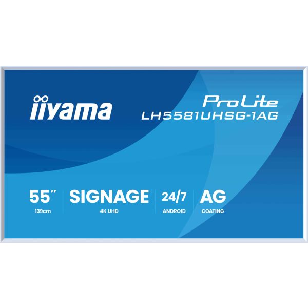 iiyama LH5581UHSG-1AG beeldkrant Interactief flatscreen 138,7 cm (54.6") Wifi 500 cd/m² 4K Ultra HD Wit Type processor Android 10 24/7 (LH5581UHSG-1AG)