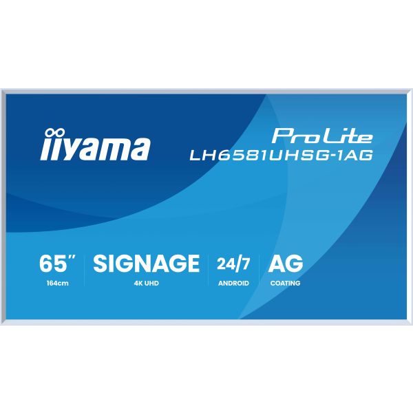 iiyama LH6581UHSG-1AG beeldkrant Interactief flatscreen 163,8 cm (64.5") Wifi 500 cd/m² 4K Ultra HD Wit Type processor Android 10 24/7 (LH6581UHSG-1AG)