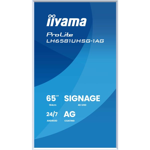 iiyama LH6581UHSG-1AG beeldkrant Interactief flatscreen 163,8 cm (64.5") Wifi 500 cd/m² 4K Ultra HD Wit Type processor Android 10 24/7 (LH6581UHSG-1AG)