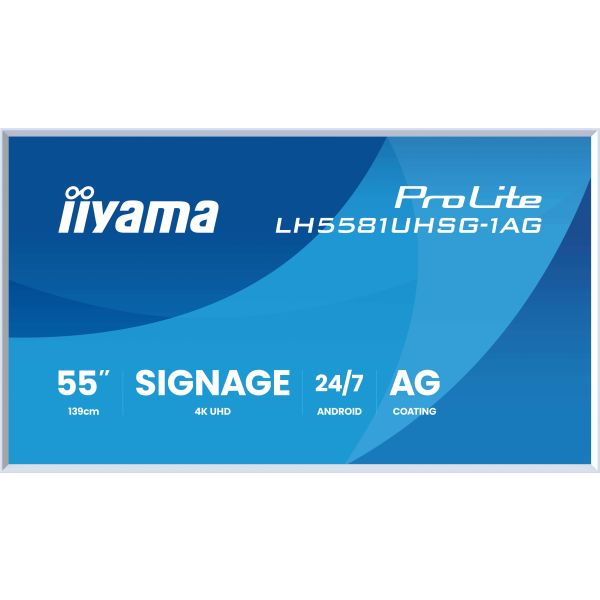 iiyama LH6581UHSG-1AG beeldkrant Interactief flatscreen 163,8 cm (64.5") Wifi 500 cd/m² 4K Ultra HD Wit Type processor Android 10 24/7 (LH6581UHSG-1AG)