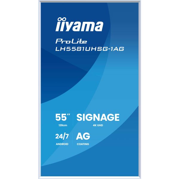 iiyama LH6581UHSG-1AG beeldkrant Interactief flatscreen 163,8 cm (64.5") Wifi 500 cd/m² 4K Ultra HD Wit Type processor Android 10 24/7 (LH6581UHSG-1AG)