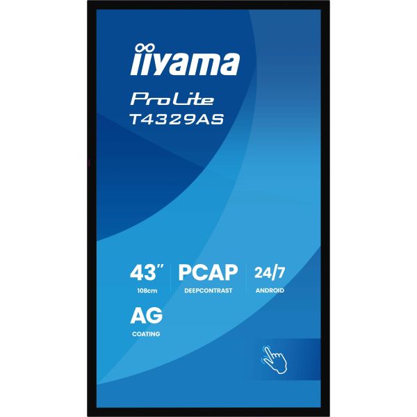 iiyama T4329AS-B1AG beeldkrant Interactief flatscreen 108 cm (42.5") LED Wifi 500 cd/m² 4K Ultra HD Zwart Touchscreen Type processor Android 24/7 (T4329AS-B1AG) iiyama T4329AS-B1AG beeldkrant Interactief flatscreen 108 cm (42.5") LED Wifi 500 cd/m² 4K Ultra HD Zwart Touchscreen Type processor Android 24/7 (T4329AS-B1AG)