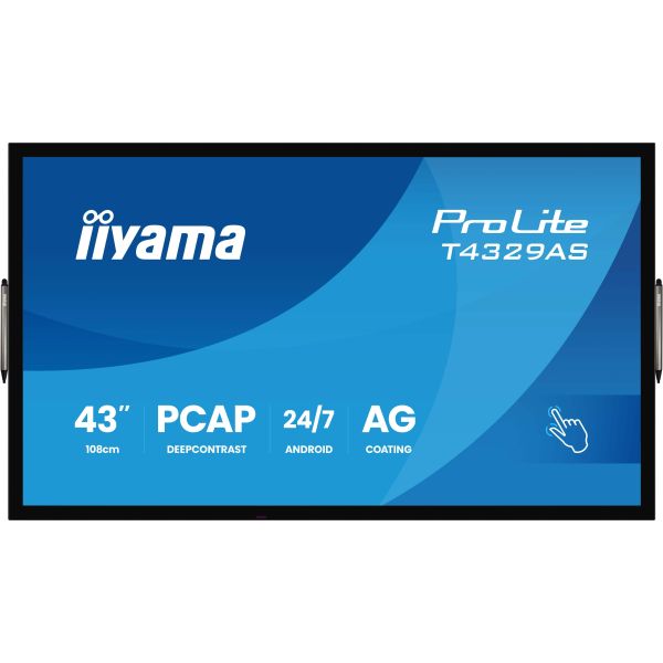 iiyama T4329AS-B1AG beeldkrant Interactief flatscreen 108 cm (42.5") LED Wifi 500 cd/m² 4K Ultra HD Zwart Touchscreen Type processor Android 24/7 (T4329AS-B1AG) iiyama T4329AS-B1AG beeldkrant Interactief flatscreen 108 cm (42.5") LED Wifi 500 cd/m² 4K Ultra HD Zwart Touchscreen Type processor Android 24/7 (T4329AS-B1AG)