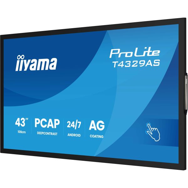 iiyama T4329AS-B1AG beeldkrant Interactief flatscreen 108 cm (42.5") LED Wifi 500 cd/m² 4K Ultra HD Zwart Touchscreen Type processor Android 24/7 (T4329AS-B1AG) iiyama T4329AS-B1AG beeldkrant Interactief flatscreen 108 cm (42.5") LED Wifi 500 cd/m² 4K Ultra HD Zwart Touchscreen Type processor Android 24/7 (T4329AS-B1AG)