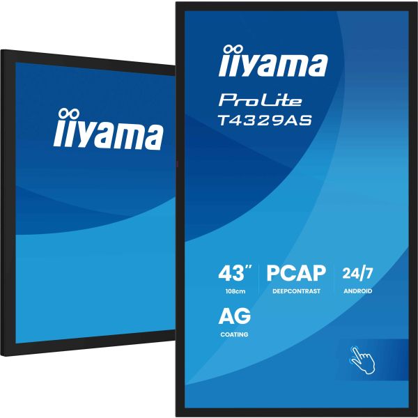 iiyama T4329AS-B1AG beeldkrant Interactief flatscreen 108 cm (42.5") LED Wifi 500 cd/m² 4K Ultra HD Zwart Touchscreen Type processor Android 24/7 (T4329AS-B1AG) iiyama T4329AS-B1AG beeldkrant Interactief flatscreen 108 cm (42.5") LED Wifi 500 cd/m² 4K Ultra HD Zwart Touchscreen Type processor Android 24/7 (T4329AS-B1AG)