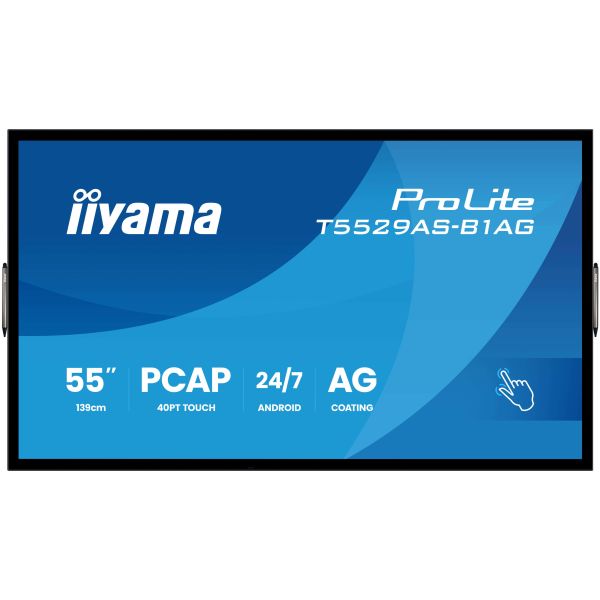 iiyama T5529AS-B1AG beeldkrant Interactief flatscreen 138,7 cm (54.6") LED Wifi 500 cd/m² 4K Ultra HD Zwart Touchscreen Type processor Android 24/7 (T5529AS-B1AG)